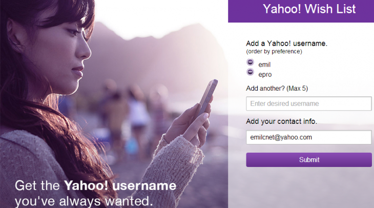 Yahoo Username Wishlist